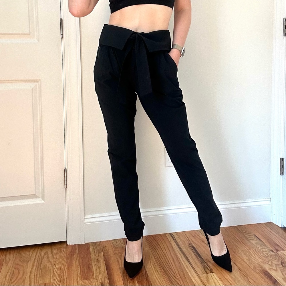 Paper Bag Waist Techno Tapered Pants